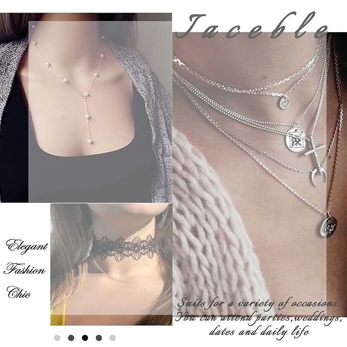 Bohemia Layered Y Lariat Choker Necklace Long Rhinestone Tennis Chain Necklace Floating Pearl Choker Necklace Gold Y Drop Necklace Chain Jewelry for Women and Girls