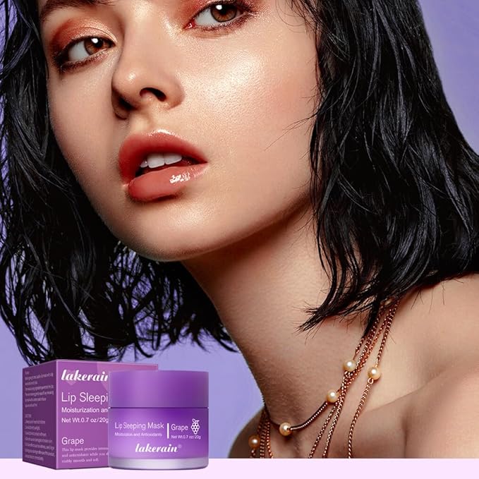 Lip Sleeping Mask,lip Mask With Vitamin C, Antioxidants,lip Mask Overnight,Improves Dryness,Nourishes And Hydrates,Brighten Lip Colour,Reduce Lip Lines 0.7 Fl Oz(04#grape)