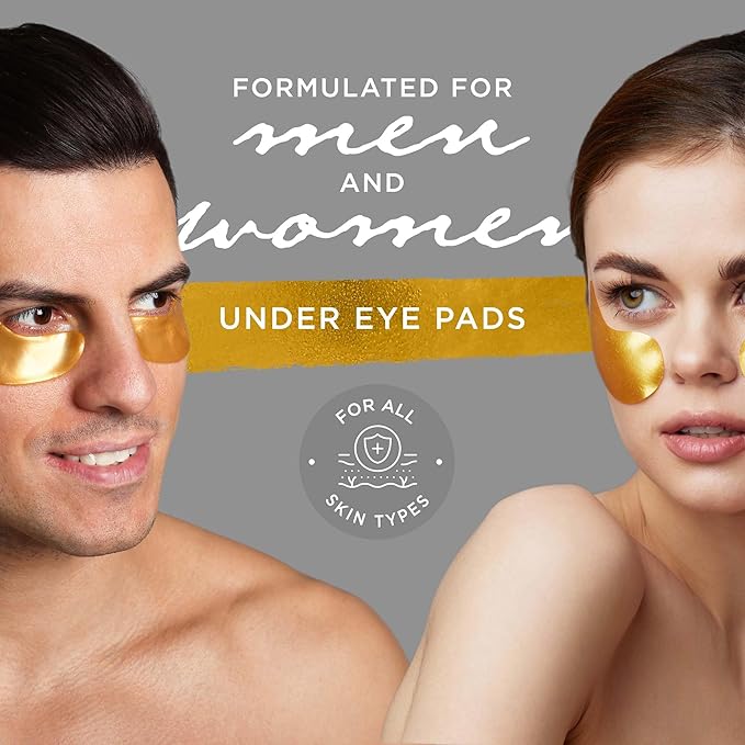 Under Eye Gel Pads, Collagen Eye Patches for Puffy Eyes, Dark Circles, and Wrinkles, 24K Gold Eye Mask with Hyaluronic Acid, Vegan, Cruelty-Free, Hydrating Eye Pad,15 Pairs