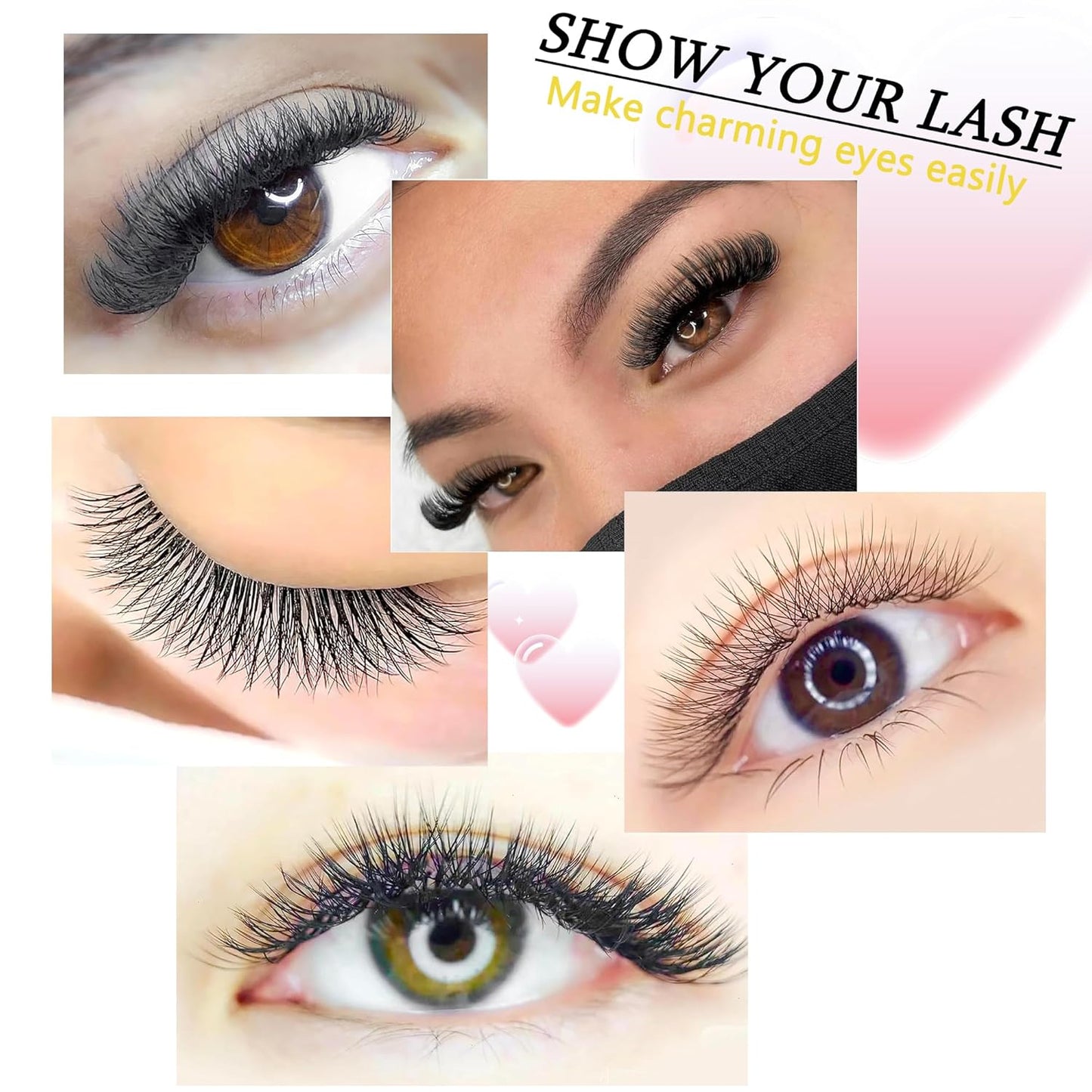 W Lash Extensions 5D Eyelash Extensions W Shape 0.07mm Thickness L Curl 10mm Premade Fans W Lashes Individual Lashes Matte Black 12 Rows False Eyelashes Volume Lashes(W-5D-0.07-L,10mm)