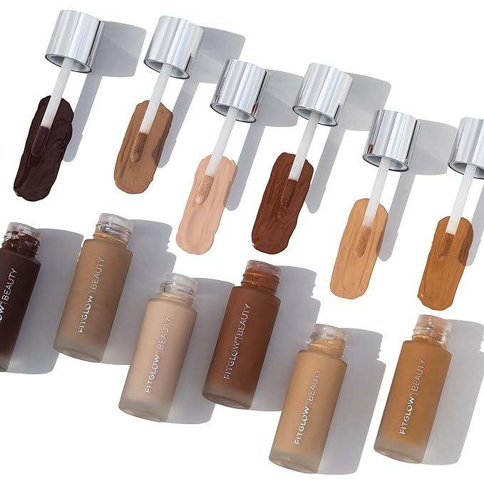 Fitglow Beauty - Natural Foundation+ Photo-Filtering Foundation | Vegan, Woman-Owned Clean Beauty (F5 - Tan-Deep Neutral, Soft Olive Undertones)