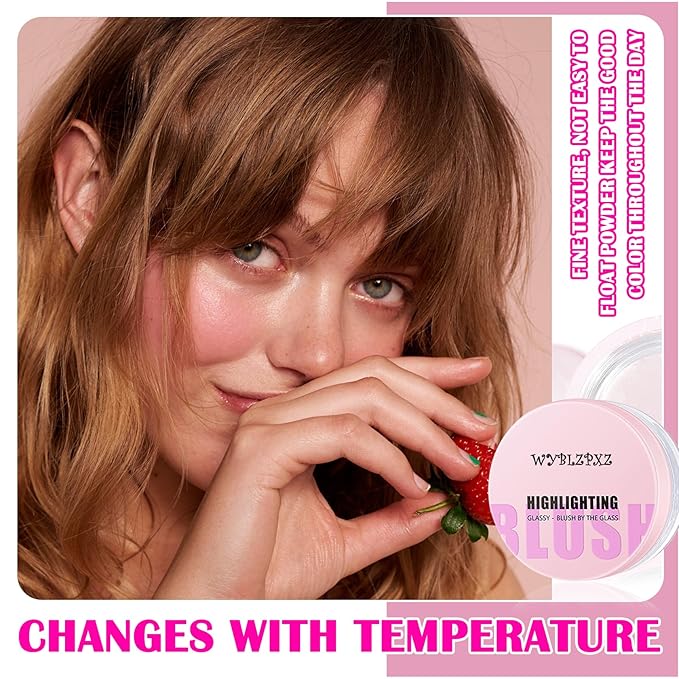 Color Changing Blush,PH Temperature Magic Color Changing Clear Blush Cream,Glossy Shiny Moisturizing Long Lasting Highlighting Lightweight Face Cheek Blush Cheeks Makeup for Women