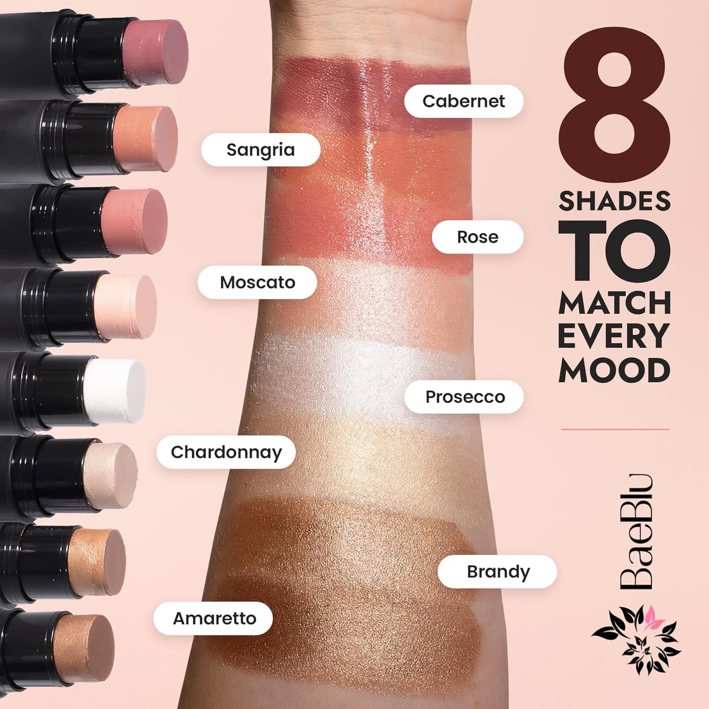 Organic Blush Tube, Amaretto - 100% Natural Vegan Cream Blush Sticks, Multi-Use Bronzer, & Highlighter for Lips, Cheeks & Eyes, Buildable Shimmer, Gluten-Free, Paraben-Free, Made in USA
