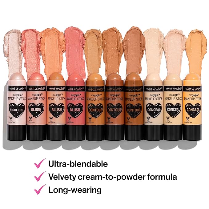 wet n wild MegaGlo Makeup Stick, Buildable Color, Versatile Use, Cruelty-Free & Vegan - Call Me Maple and Conceal and Contour Neutral Follow Your Bisque,1 Ounce (Pack of 1),807 Bundle
