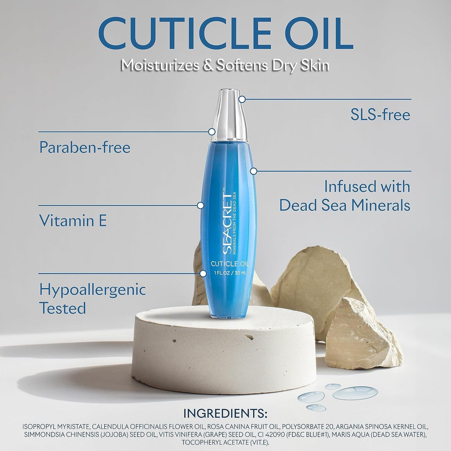 SEACRET Minerals From The Dead Sea Cuticle Oil, 1 Fl Oz