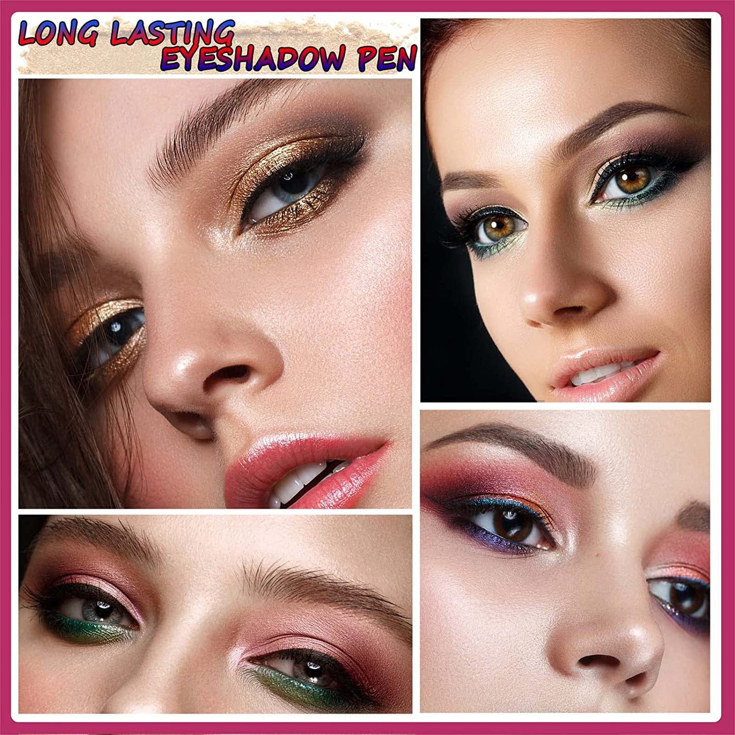 Pink Eyeshadow Stick Makeup, Highlighter Matte Cream Eye Shadow Pencil, Waterproof Hypoallergenic Long Lasting Crayon, Glitter Primer Palette Shimmer Eyeliner Pen wiht Soft Brush