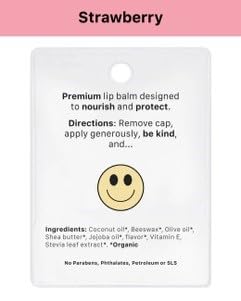 Kind Lips Lip Balm - Nourishing & Moisturizing Lip Care for Dry Lips with Shea Butter, Beeswax & Vitamin E | Strawberry Flavor | 0.15 Oz (Pack of 5)