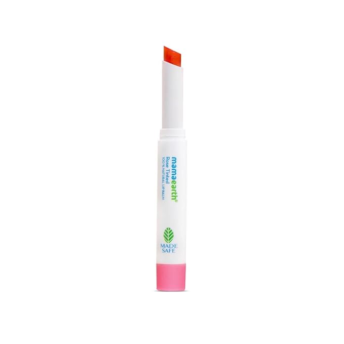 Mamaearth Nourishing Rose Tinted Natural Lip Balm | 12 Hour Moisturization with Castor & Rose Oil | Relieves Dry, Cracked Lips & Makes Lips Soft & Supple | 0.07 Oz/2g