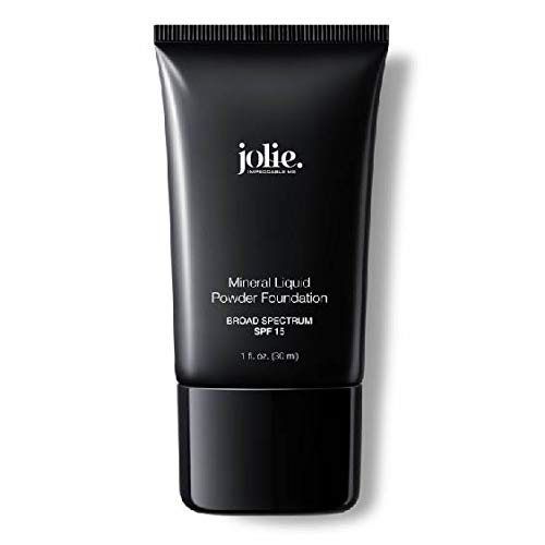 Jolie Liquid Powder Mineral Foundation, Super Silky Hydrating Oil-Free Makeup, SPF 15 Mineral Sunscreen & Primer - Vitamins A, C & E Antioxidants, For All Skin Types (Warm Nude)