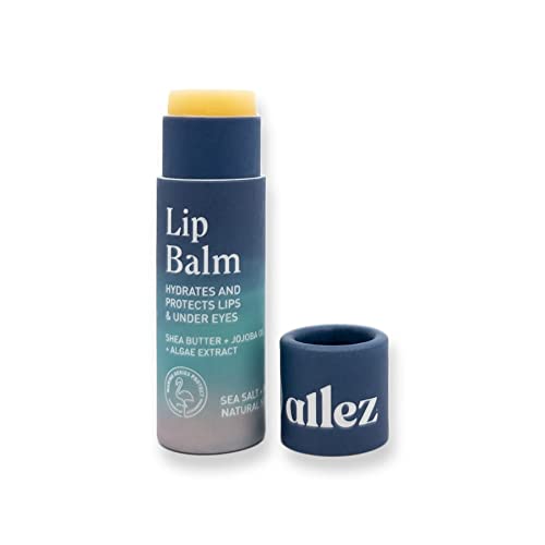 Vegan Lip & Eye Balm, Plant-Based Formula with Shea Butter, Jojoba Oil & Algae Extract for Skin Hydration & Protection, Sea Salt + Kelp Scent, 6-Pack