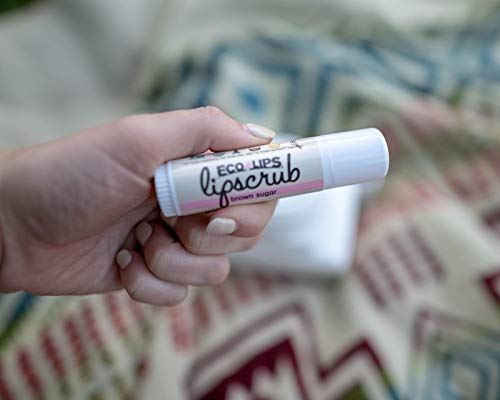 Eco Lips LipScrub Sugar Scrub Sticks - Brown Sugar & Vanilla Bean - 100% Natural Lip Care Treatment with Organic Sugar and Coconut Oil - Gently Exfoliate & Polish Dry, Flaky Lips, 100% Edible