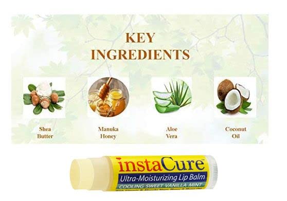 InstaCure's Original Nose Balm Fast Relief for Cracked, Dry & Sore Noses! Ultra-Moisturizing Lip Repair Duo. Calming Lavender & Vanilla Overnight Lip Mask + Cooling Sweet Vanilla Mint Daytime Lip Balm