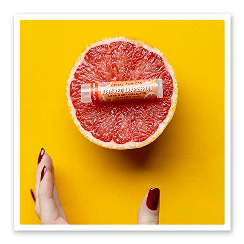 Crazy Rumors Ruby Red Grapefruit Lip Balm. 100% Natural, Vegan, Plant-Based, Made in USA (1-Pack)