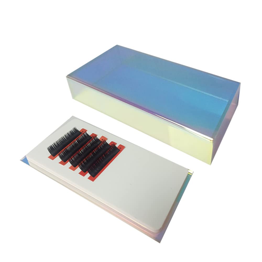 Grafting False Eyelash Acrylic Extension Pallet Organizer, Eyelash Extension Glue Tweezers Plate Makeup Palette, Dustproof Storage Box Display Training Tools Salon (Dazzling S with cover)