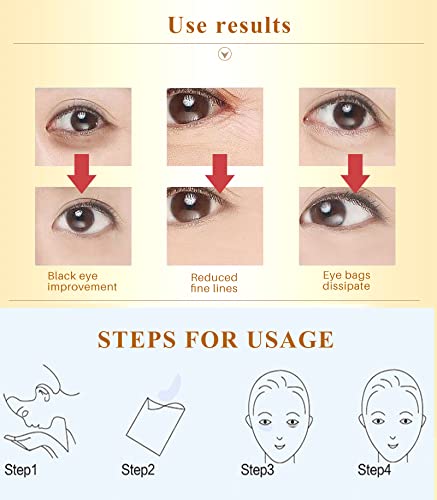Lip Masks Sheet Moisturizing Crystal Collagen Gold Under Eye Mask Gel Anti-Aging Eye Patches Dark Circle Remover 30 Packs with Box,Gold