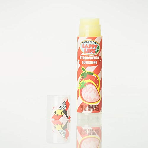 Lappy Lips Organic 100% Natural, Lip Balm Chap stick for Kids, Toddlers (4 flavors) - Organic Essential Oil - for Dry Chapped Lips to Restore and Heal and Make Kids Happy