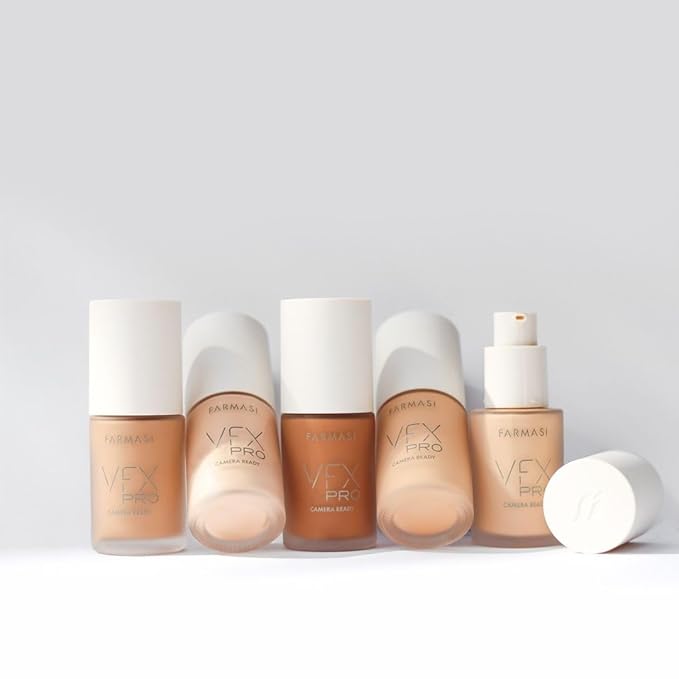 FARMASi Vfx Pro Foundation, Full Coverage Liquid Cream, Lightweight Long Lasting Coverage, Breathable Skin Moisturizer with Color True Matte Blending, Face Makeup, 1 fl. oz / 30 ml - Cool Light 01