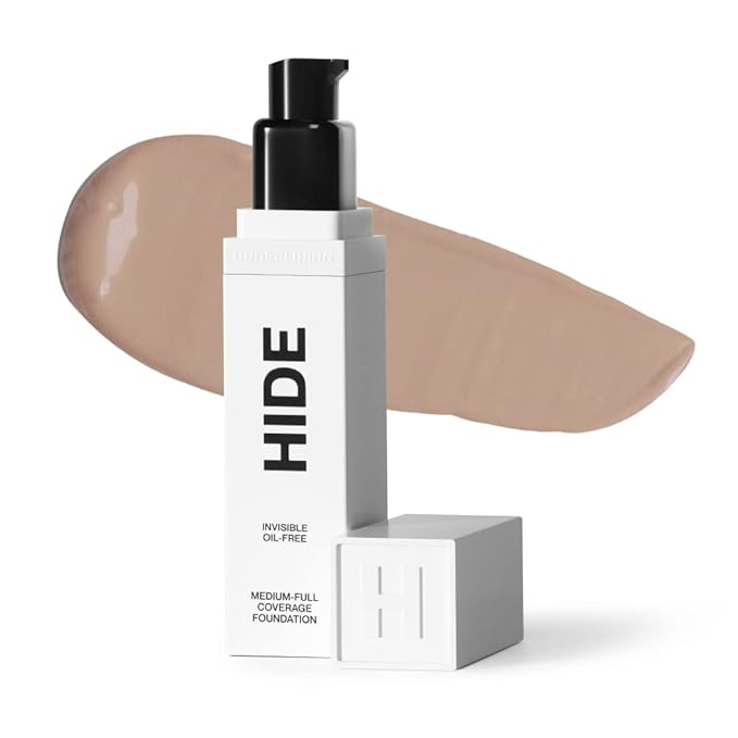 HIDE PREMIUM Liquid Foundation, Multi-Use Waterproof Foundation, Medium/Full Coverage Foundation, Shades for All Skin Types (See Shade Finder), Light Beige, 1 fl oz