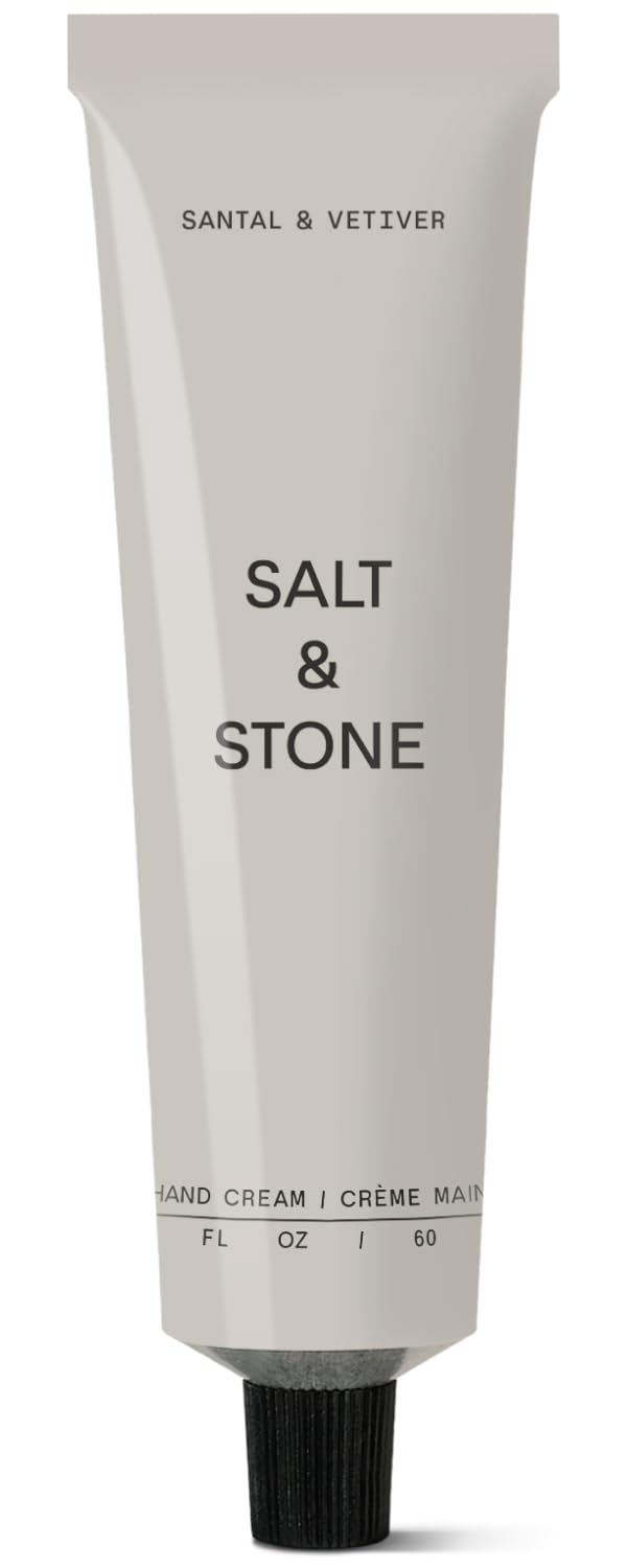 Salt & Stone Hand Cream for Women & Men | Santal & Vetiver | Hydrates, Nourishes & Softens Skin | Restores Dry Cracked Hands | Fast-Absorbing | Cruelty-Free & Vegan (2 fl oz)