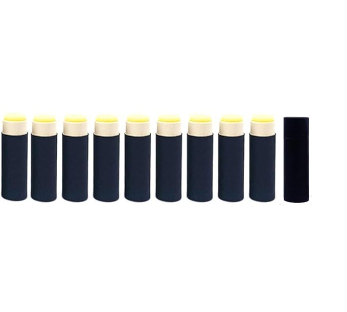 10 Pcs 1 Oz Paperboard Lip Balm Tubes Cardboard Krafts Paper Lipstick Tube Empty Lip Gloss Container Refillable Paper Round Solid Perfume Tube Chapstick Tube DIY Cosmetic Deodorant (Black)