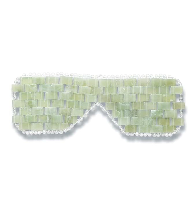 Alana Mitchell Jade Eye Mask – Weighted Eye Mask to Eliminate Wrinkles, Puffiness, & Irritation – Headache and Migraine Relief Mask - 100% Real Jade Stone Beads for Hot & Cold Anti Aging Therapy