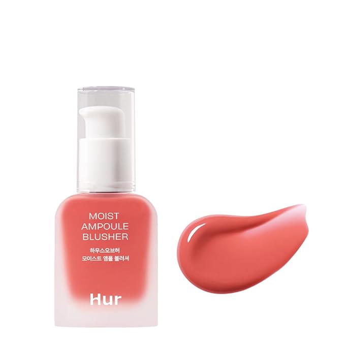 Moist Ampoule Blusher, Buildable Water-based Formula, Infused with over 50% moisture essence, no tackiness, long-lasting moisture, weightless feel (05 Peach Coral, 20ml)