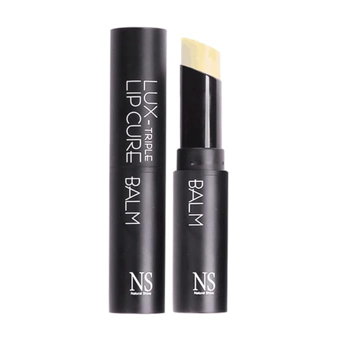 NATURAL SHINE Lux Triple Lip CURE Balm PURE | Chapstick Hydration and Exfoliator | Overnight Lip Treatment Care Deep Nourishing for Dry Cracked Chapped Lips (0.17oz)