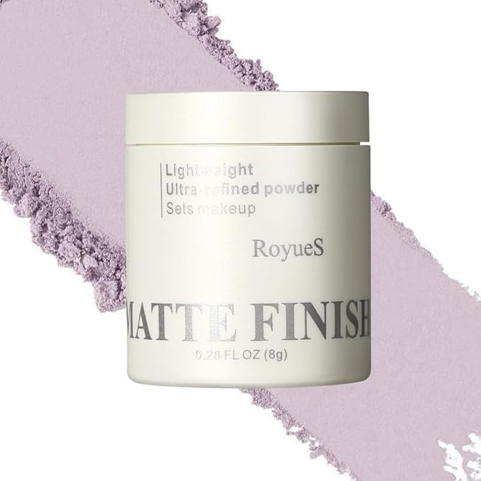Purple Translucent Setting Powder, Matte Finishing Powder Oil Control for Long Lasting Makeup, Lightweight Loose Powder Waterproof Makes Skin Downy, Blurring Powder for All Skin Tones, 01