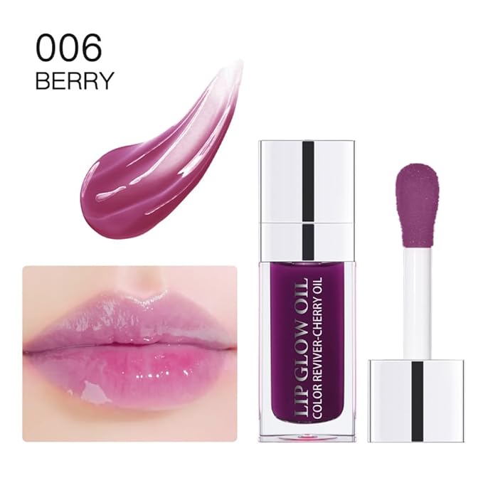 Moisturizing Lip Oil,No-Sticky Lip Gloss Lip Balm Lip Care,Fruit Flavoured Lip Oil For Dry Lip's Moisturizing Hydrating And Nourishing (006#BERRY) 0.2 OZ