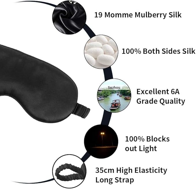 100% Natural Mulberry Soft Silk Sleep Mask, Light Blocking Eye Masks For Sleep, Night Blindfold Eye Mask Cover For Men And Women, Sleeping Night Mask For Travel (Pink)