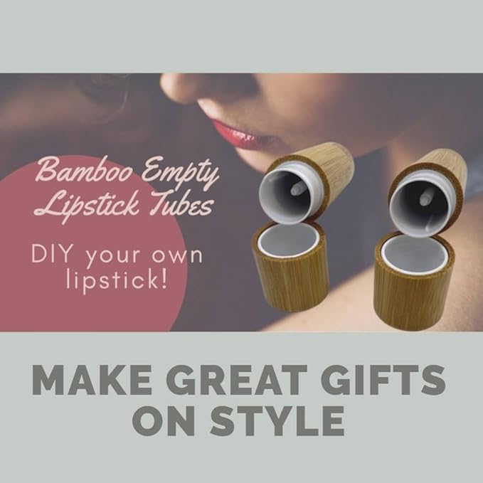 Bamboo Empty Lip Balm Containers 5.5g 6 Pack,Refillable DIY Lip Balm Tube Containers with Clear PP Plastic Inner,Lip Gloss Tubes Chapstick Holder for DIY Cosmetic Samples Deodorant