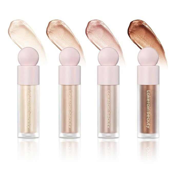 Liquid Highlighter, Contour Stick Makeup Highlighter for Face, Waterproof Luminous Lotion, Silky Smooth Glitter Highlighter Makeup Stick, Multi-Use Body Shimmer Liquid Bronzer 03# ROSE GOLD