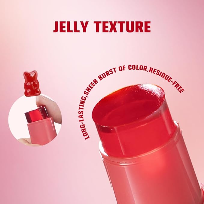 Jelly Cooling Blush Stick, Milk Water Tint, Clear Glossy Long Lasting Sheer Lip & Cheek Stain, Waterproof Light Non-Sticky Buildable Watercolor Finish-Vegan (#1 poppy pink, 0.17oz)