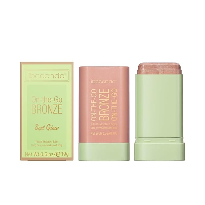 Multi-Use On The Go Bronzer Stick, Cream Contour Stick, Highlight Facial Stick Makeup, Glow Bronzer Stick for Women, Long-lasting Tinted Stick (2# Soft Glow)