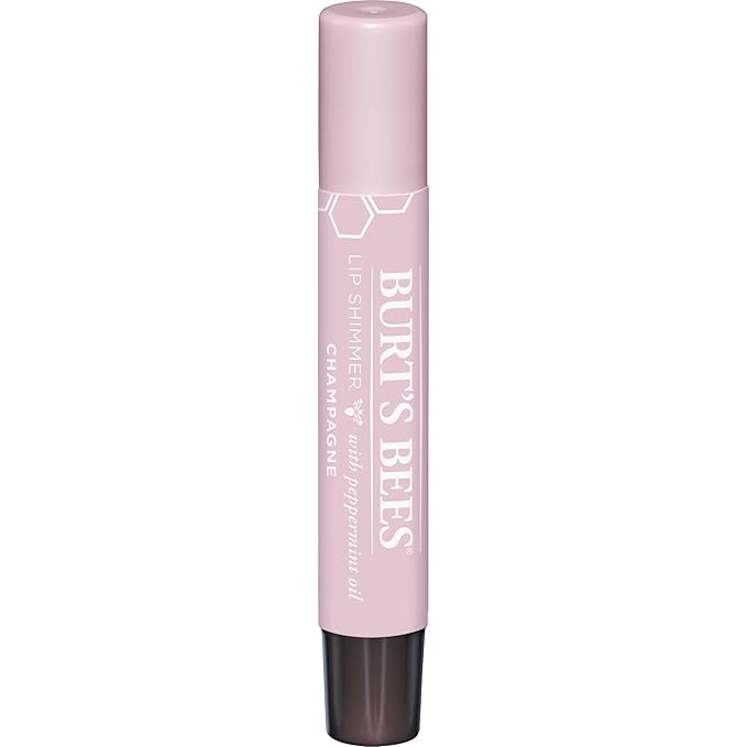 Burt's Bees Shimmer Lip Tint Set, Tinted Lip Balm Stick, Moisturizing for All Day Hydration with Natural Origin Glowy Pigmented Finish & Buildable Color, Champagne (4-Pack)