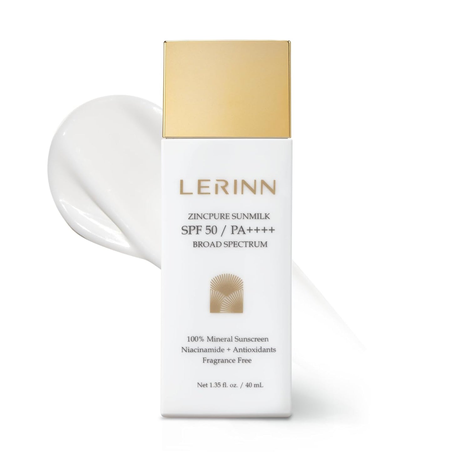 ZincPure Sunmilk SPF 50/PA++++ Broad Spectrum, 100% Mineral Facial Sunscreen, Lightweight Sheer Finish, No White Cast, Fragrance-Free Daily Moisturizer for Sensitive & All Skin Types (40 ml)