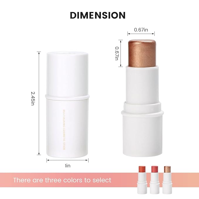 Cream Blush Stick for Cheek and Lip Tint, Multi Use as Highlighter Makeup and Blush Stick for Older Women & Mature Skin(#3 Brighten)