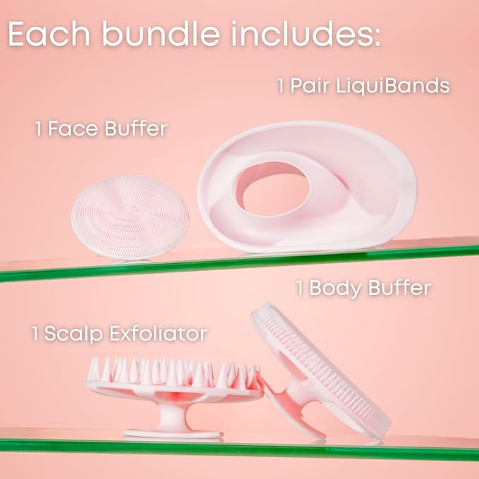Skincare Essentials Kit - 4 Piece Bundle Pack - Face and Body Silicone Spa Accessory - Essential Beauty Set for Teen Girls Blush Pink