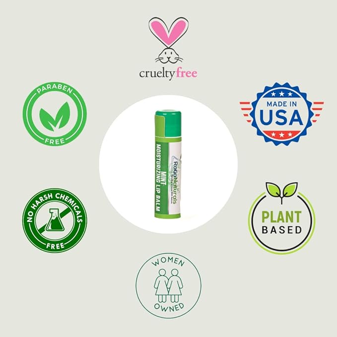 Handmade Moisturizing Mint Lip Balm - All Natural, All Day Hydration, Smooth & Soft Care for Women, Men and Kids - Original Beeswax, Shea Butter, Jojoba Oil, Vitamin E - Pack of 4