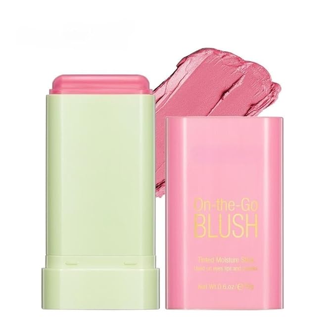On-the-Go Makeup Blush Stick Tinted Moisture Stick, Shadow Lips Cheek Blusher Creamy Makeup Long Lasting Natural Nude Makeup for All Skin (pink)