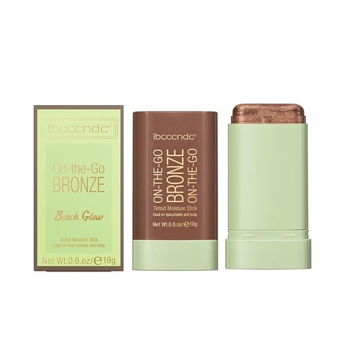 Multi-Use On The Go Bronzer Stick, Cream Contour Stick, Highlight Facial Stick Makeup, Glow Bronzer Stick for Women, Long-lasting Tinted Stick (4# Beach Glow)