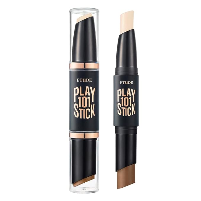 ETUDE Play 101 Stick Contour Duo #2(21AD) | Creamy Shading and Highlighter Duo for Easy Contouring Makeup | Kbeauty
