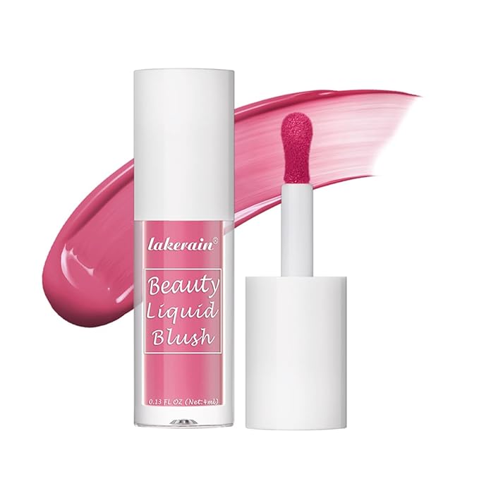 Liquid Blush for Cheeks Makeup Face Blush, Weightless Cream Formula, Smudge Proof Long-Wearing Pigmented Blush, Natural Look Makeup Face Blushes, Shimmer Finish, Dainty - 03# In hot pink