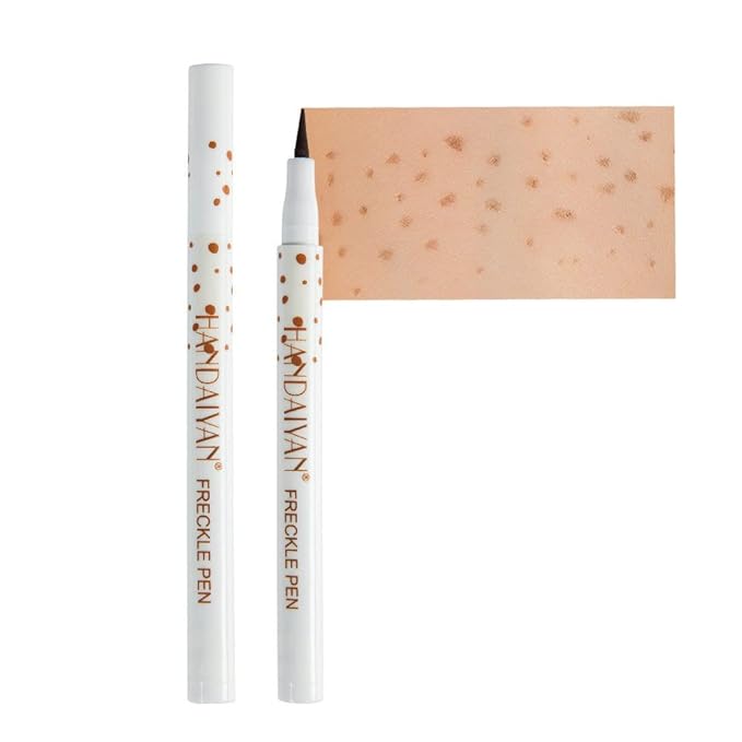 Freckle Pen 4 Colors Natural Freckle Pen Fake Freckle Pen Waterproof Long Lasting Soft Spots Natural Relaxing Sun Makeup (Light Brown)