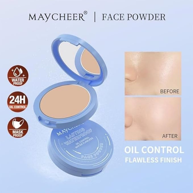 Oil Control Face Pressed Powder, Matte and Smooth Translucent Powder Setting Powder Makeup, Waterproof Long Lasting Finishing Face Powder, Cruelty-free (#03 DARK)