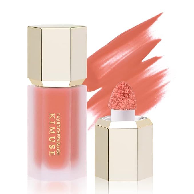 KIMUSE Soft Cream Blush Makeup, Liquid Blush for Cheeks, Weightless, Long-Wearing, Smudge Proof, Natural-Looking, Dewy Finish
