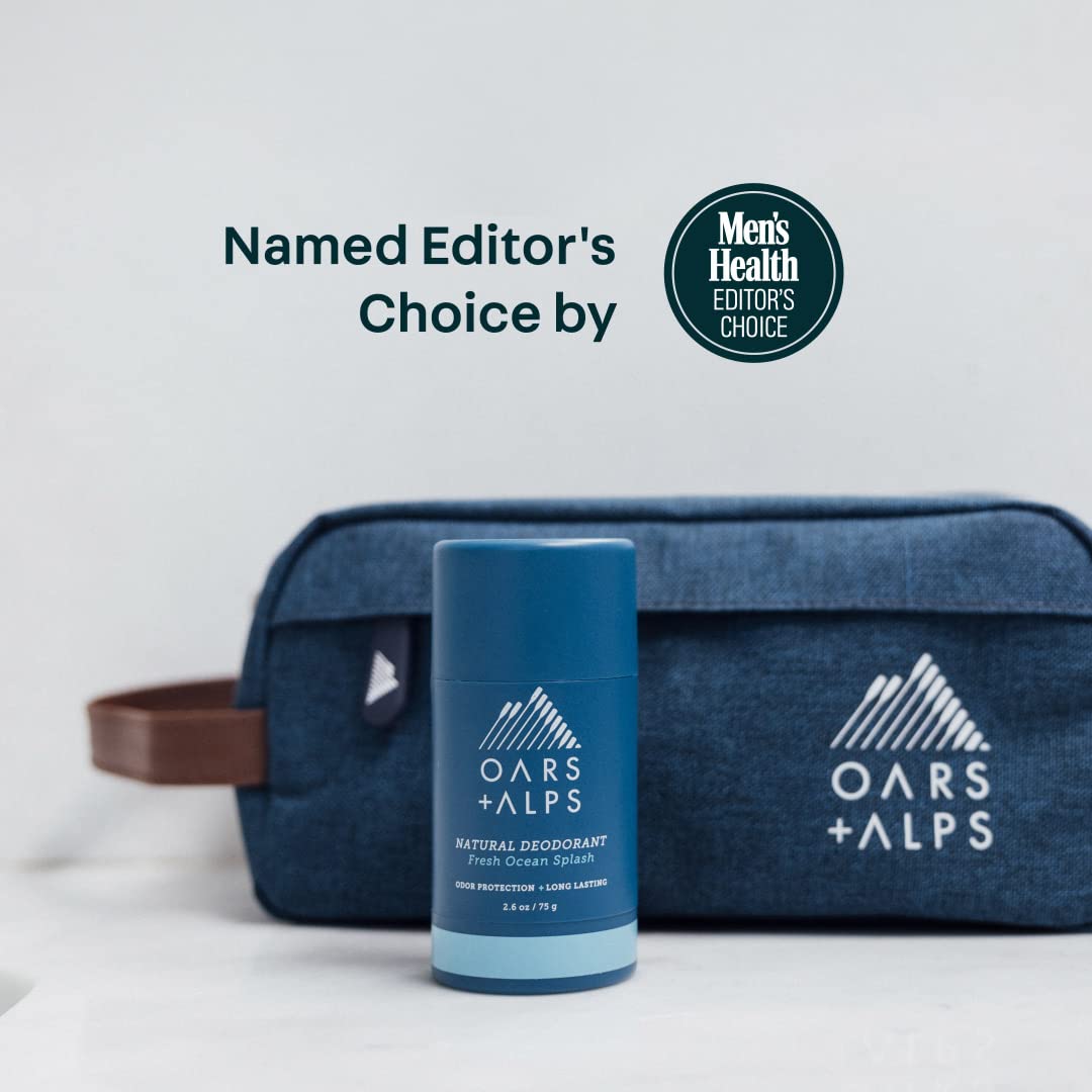Oars + Alps Natural Deodorant for Men & Women, Aluminum Free Deodorant for Men, Dermatologist Tested, Clean Ingredients, Non Toxic, Vegan, Long Lasting, Odor Protection, Fresh Ocean Splash, 1pk, 2.6oz