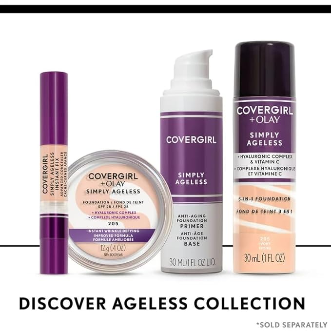 COVERGIRL COVERGIRL & olay simply ageless 3-in-1 liquid foundation, nude beige, pack of 2, 1 Ounce