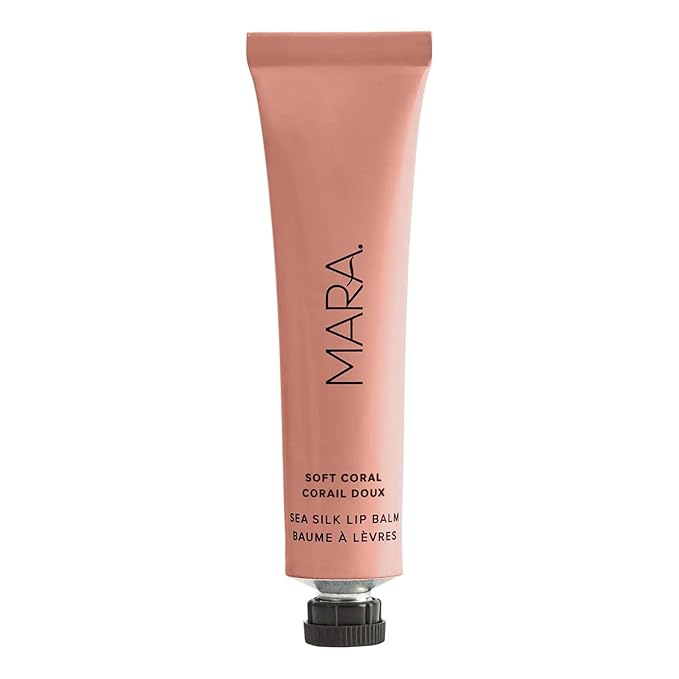 MARA - Natural Sea Silk Lip Balm With Algae + Moringa | Non-Toxic, Plant-Based Skin Care, Hypoallergenic | Moisturize, Plump + Soothe Dry, Chapped Lips (Coral, 0.5 oz | 15 ml)