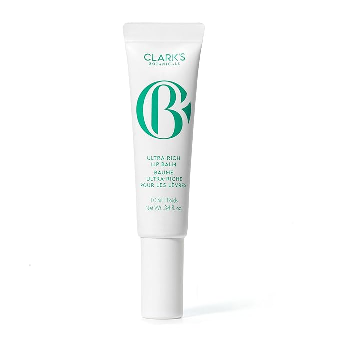 Clark's Botanicals Ultra Rich Lip Balm: Plumping Moisturizer with Collagen and Shea, Mango & Avocado Butter + Vitamin E, Stimulating Organic Lip Treatment | 0.34 fl oz (Pack of 1)